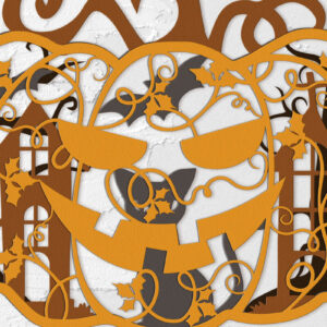 Intra απο ξύλο plywood  Χρώμα wenge 3mm-4mm πάχος - Διακοσμημένο πρότυπο κολοκύθας αποκριών Δίασταση 19x12 cm INTRAFABR-103855416