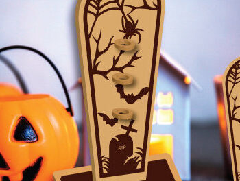 Intra απο ξύλο plywood  Χρώμα wenge 3mm-4mm πάχος - Μολυβοθήκη Halloween Δίασταση 15x15 cm INTRAFABR-112568220 - Image 2