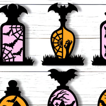 Intra απο ξύλο plywood Χρώμα wenge 3mm-4mm πάχος - Πακέτο Bottles Potion Halloween Δίασταση 15x15 cm INTRAFABR-95277473 - Image 1