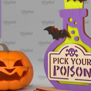 Intra απο ξύλο plywood  Χρώμα wenge 3mm-4mm πάχος - Halloween Potion Stand Διακόσμηση με λέιζερ Δίασταση 15x15 cm INTRAFABR-20343866