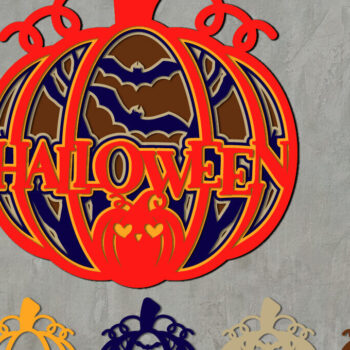 Intra απο ξύλο plywood  Χρώμα wenge 3mm-4mm πάχος - Halloween/Pumkin Layered 3 Δίασταση 15x15 cm INTRAFABR-99194976 - Image 1