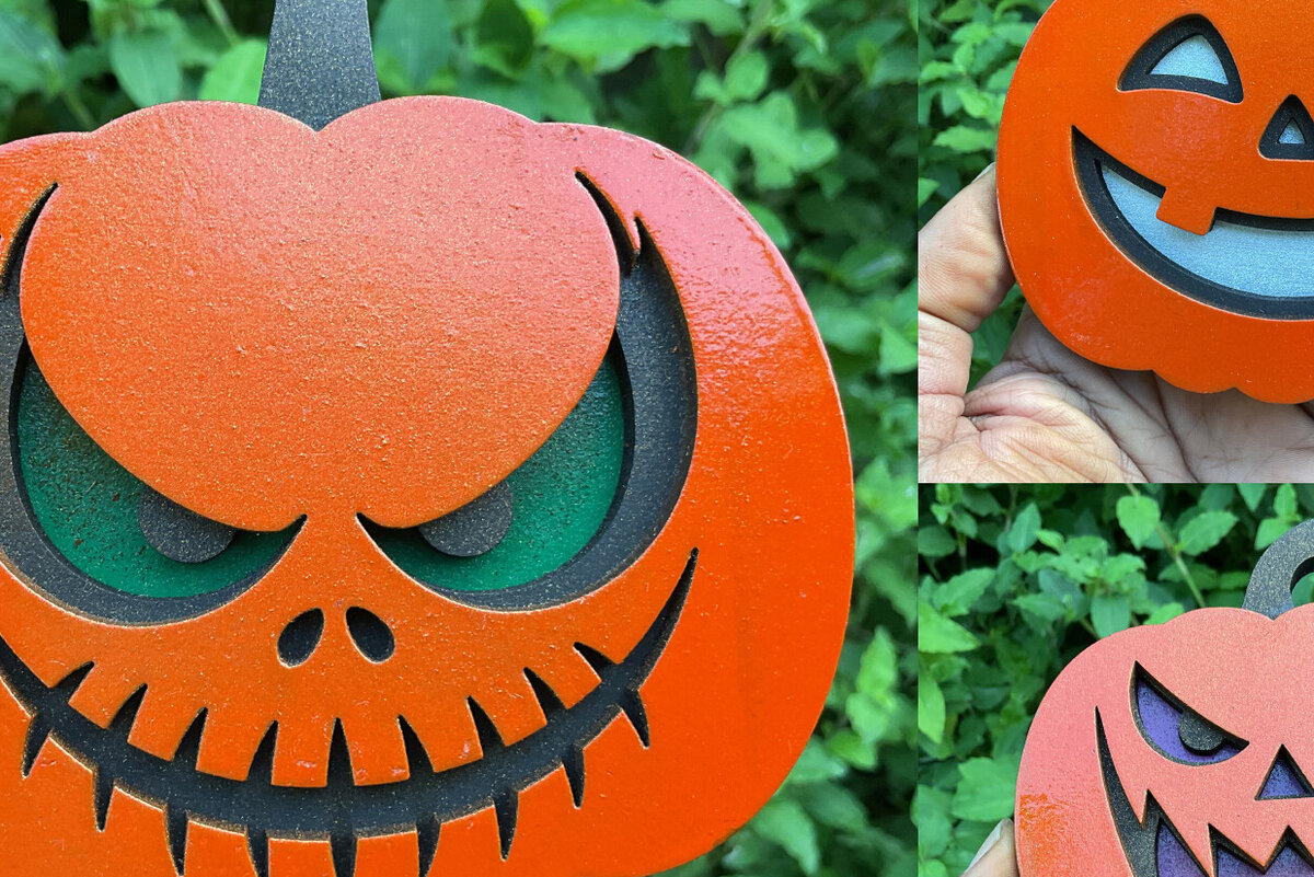 Intra απο ξύλο plywood  Χρώμα wenge 3mm-4mm πάχος - Σετ 3D κολοκύθας Halloween Δίασταση 15x15 cm INTRAFABR-64956704