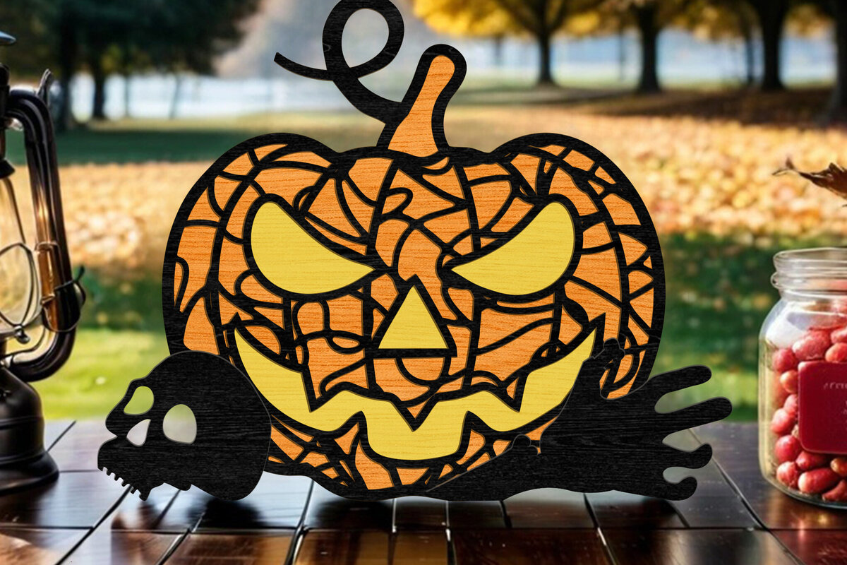 Intra απο ξύλο plywood  Χρώμα wenge 3mm-4mm πάχος - Πρότυπα αποκοπής δέσμης κολοκύθας αποκριών Δίασταση 5x6 cm INTRAFABR-115222772