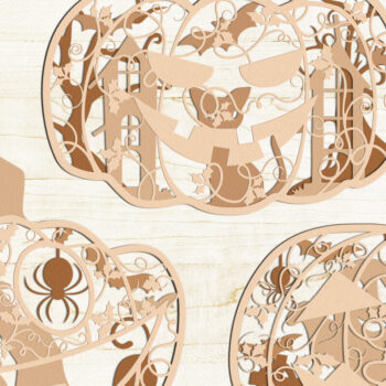 Intra απο ξύλο plywood Χρώμα wenge 3mm-4mm πάχος - Πακέτο κολοκύθας Halloween Δίασταση 19x12 cm INTRAFABR-79573349 - Image 2