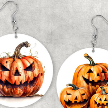 Intra απο ξύλο plywood  Χρώμα wenge 3mm-4mm πάχος - Εξάχνωση σκουλαρίκι κολοκύθας αποκριών Δίασταση 3x3 cm INTRAFABR-35528779 - Image 1