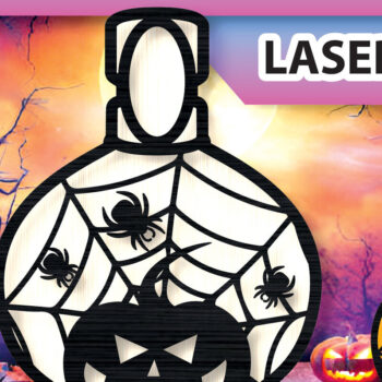 Intra απο ξύλο plywood Χρώμα wenge 3mm-4mm πάχος - Κολοκύθα αποκριών σε βάζο με λέιζερ Δίασταση 15x15 cm INTRAFABR-105218257 - Image 1