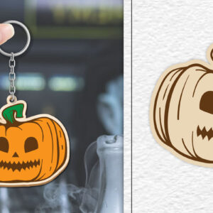 Intra απο ξύλο plywood  Χρώμα wenge 3mm-4mm πάχος - Κόψιμο με λέιζερ με μπρελόκ αποκριών κολοκύθας Δίασταση 4x4 cm INTRAFABR-113881137