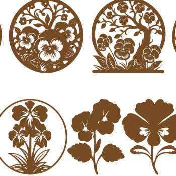 Intra απο ξύλο plywood 3mm-4mm πάχος – Σετ Pansy Flower Δίασταση  20x20 cm INTRAFABR-102006491 - Image 1