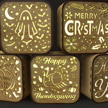 Intra απο ξύλο plywood 3mm-4mm πάχος – Πακέτο Shadow Box 5in1 Cut Lantern Files Δίασταση  20x20 cm INTRAFABR-105958232 - Image 1