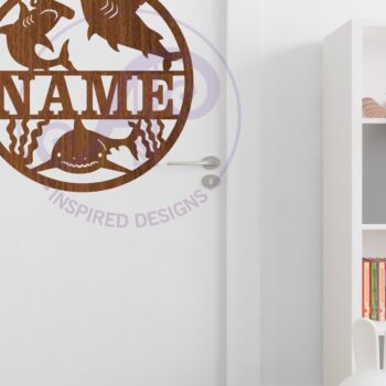 Intra απο ξύλο plywood 3mm-4mm πάχος – Σήμα ονόματος με θέμα καρχαρία Laser Δίασταση  20x20 cm INTRAFABR-106094260 - Image 3