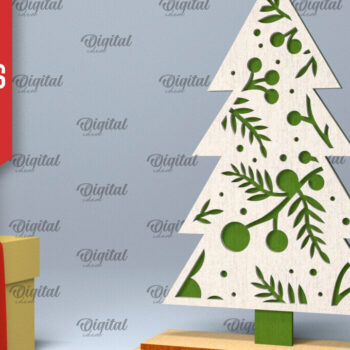 Intra απο ξύλο plywood 3mm-4mm πάχος – Δέσμη LaserCut όρθιων χριστουγεννιάτικων δέντρων Δίασταση  20x20 cm INTRAFABR-104686498 - Image 2