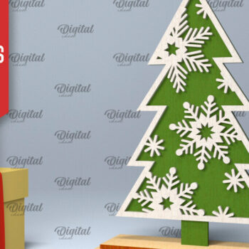 Intra απο ξύλο plywood 3mm-4mm πάχος – Δέσμη LaserCut όρθιων χριστουγεννιάτικων δέντρων Δίασταση  20x20 cm INTRAFABR-104686498 - Image 3