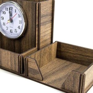 Intra απο ξύλο plywood 3mm-4mm πάχος – Στυλόθήκη με Ρολόι Δίασταση  20x20 cm INTRAFABR-35440899