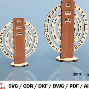 Intra απο ξύλο plywood 3mm-4mm πάχος – Αρχείο περικοπής με λέιζερ Perpetual Calendar Δίασταση  20x20 cm INTRAFABR-93326281 - Image 1