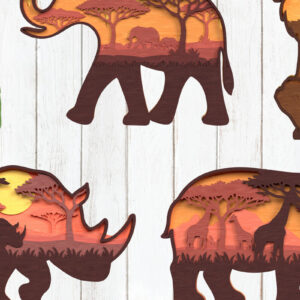 Intra απο ξύλο plywood 3mm-4mm πάχος – Safari Animal Layered Δίασταση  20x20 cm INTRAFABR-120635543