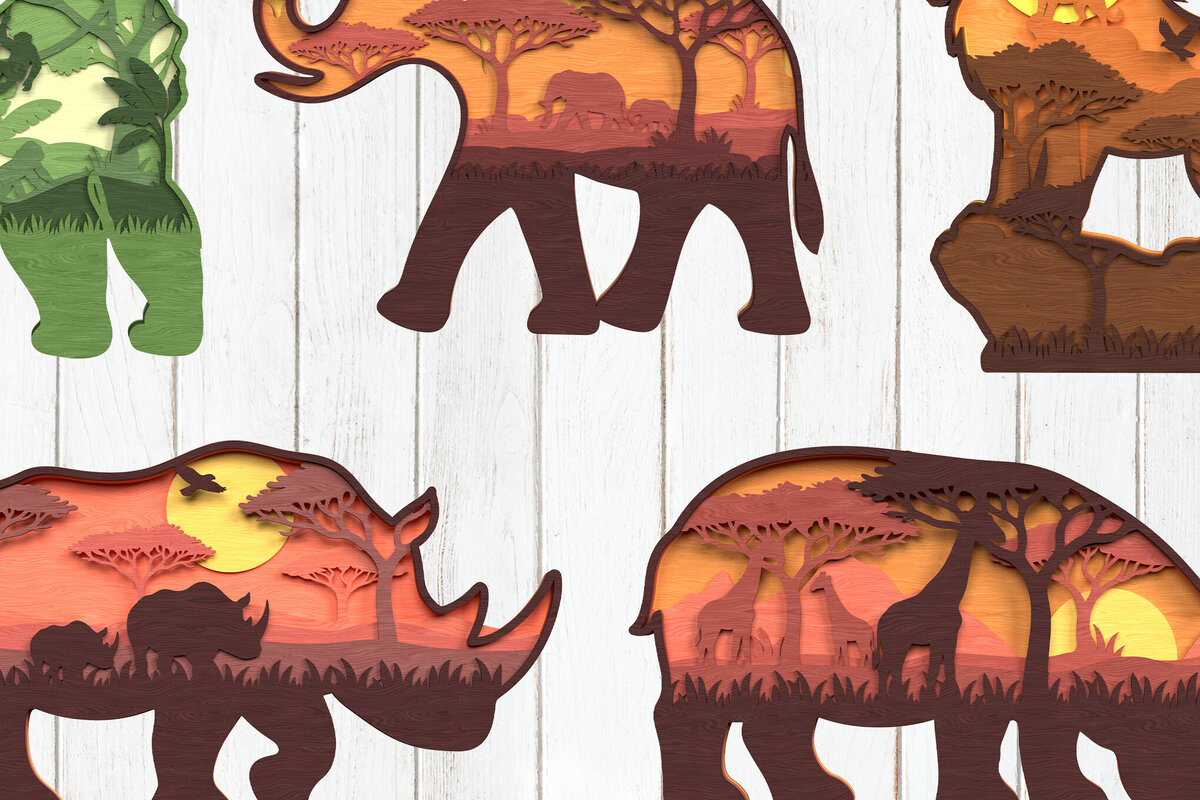 Intra απο ξύλο plywood 3mm-4mm πάχος – Safari Animal Layered Δίασταση  20x20 cm INTRAFABR-120635543