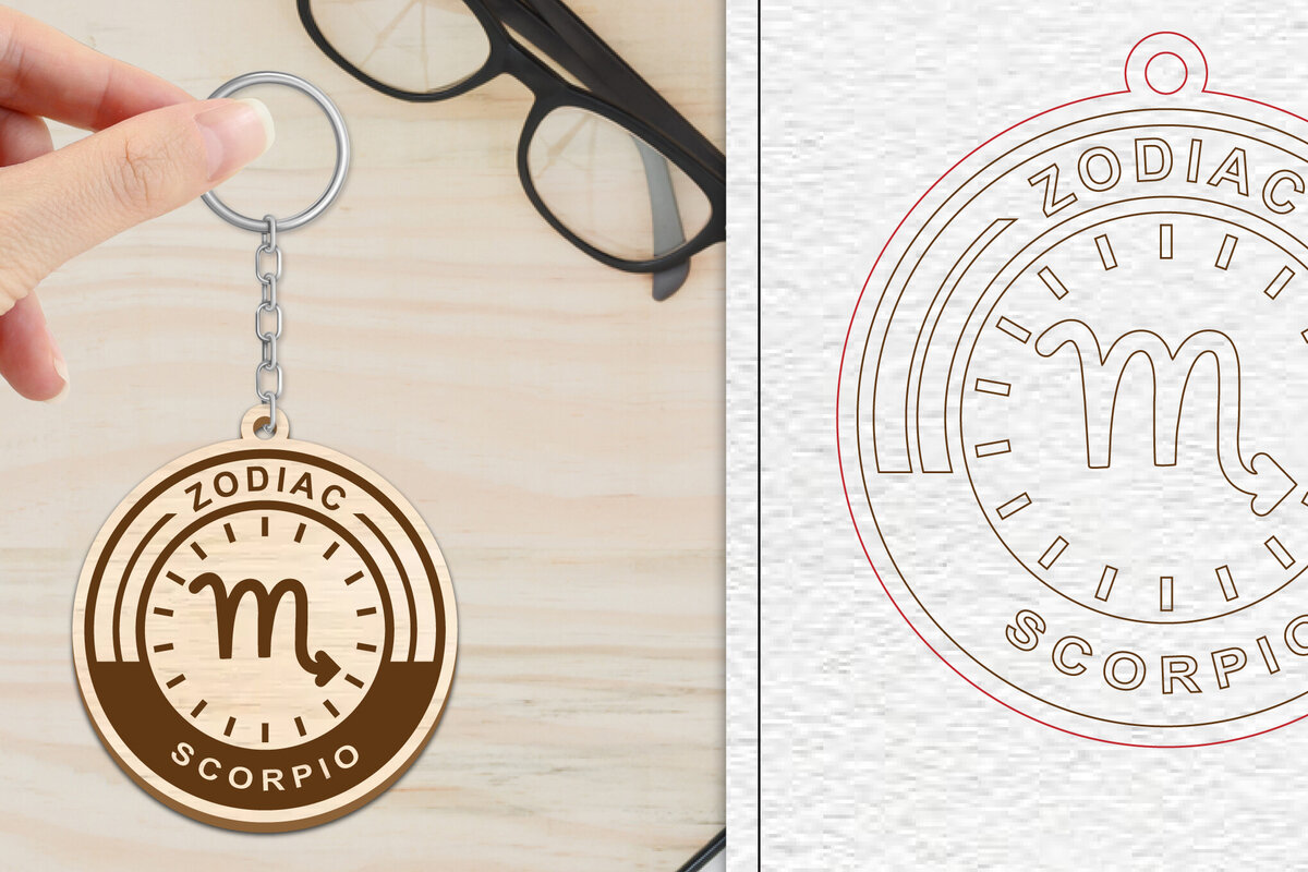 Intra απο ξύλο plywood 3mm-4mm πάχος – Scorpio Keychain Lasercut | Zodiac Δίασταση  5x5 cm INTRAFABR-102289931