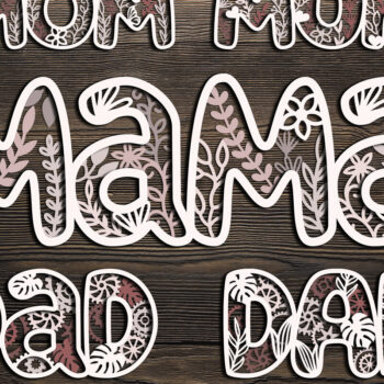 Intra απο ξύλο plywood 3mm-4mm πάχος – Σετ με 5 λουλουδάτα οικογενειακά σημάδια Δίασταση 20x20 cm INTRAFABR-123221570 - Image 1