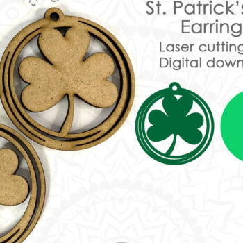 Intra απο ξύλο plywood 3mm-4mm πάχος – Σκουλαρίκι τριφύλλι, ημέρα του Αγίου Πατρικίου Δίασταση  5x5 cm INTRAFABR-6903839 - Image 1