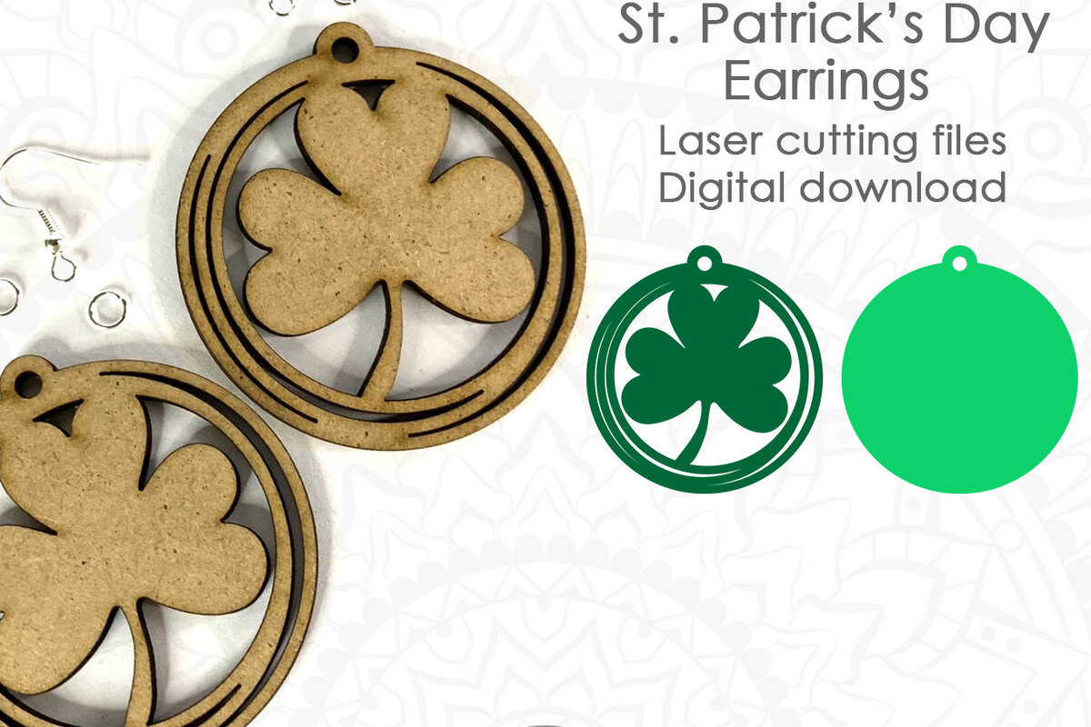 Intra απο ξύλο plywood 3mm-4mm πάχος – Σκουλαρίκι τριφύλλι, ημέρα του Αγίου Πατρικίου Δίασταση  5x5 cm INTRAFABR-6903839