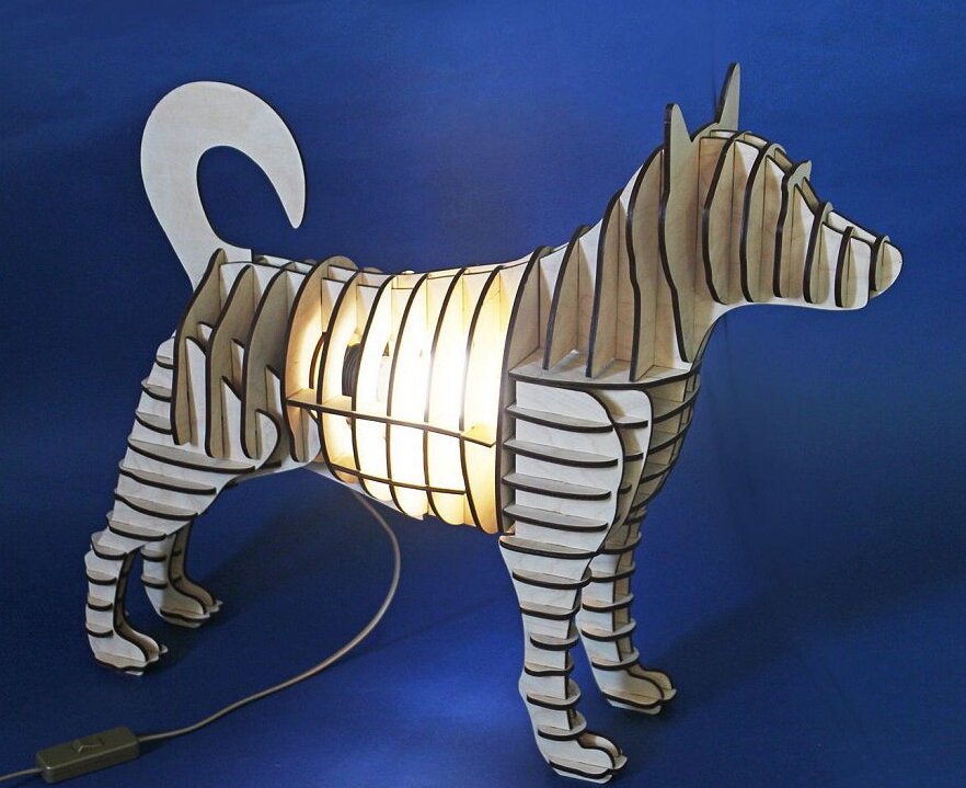 Intra απο ξύλο plywood 3mm-4mm πάχος – Επιτραπέζιο φωτιστικό σκύλου Ξύλινο 10x10 cm INTRAVECTRY-MY545095