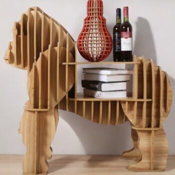 Intra απο ξύλο plywood 3mm-4mm πάχος – Βιβλιοθήκη σε σχήμα Γορίλας Ξύλινο Βοηθητικό Τραπέζι 10x10 cm INTRAVECTRY-MY543019 - Image 2