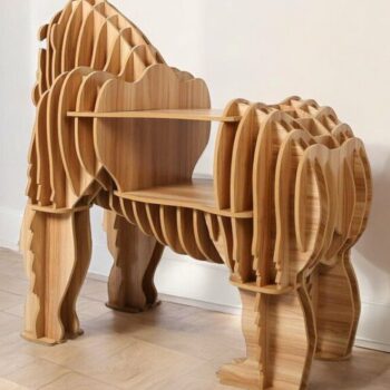 Intra απο ξύλο plywood 3mm-4mm πάχος – Βιβλιοθήκη σε σχήμα Γορίλας Ξύλινο Βοηθητικό Τραπέζι 10x10 cm INTRAVECTRY-MY543019 - Image 3