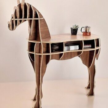 Intra απο ξύλο plywood 3mm-4mm πάχος – Βιβλιοθήκη Horse Βοηθητικό Τραπέζι για το σπίτι 25x25 cm INTRAVECTRY-MY542460 - Image 2