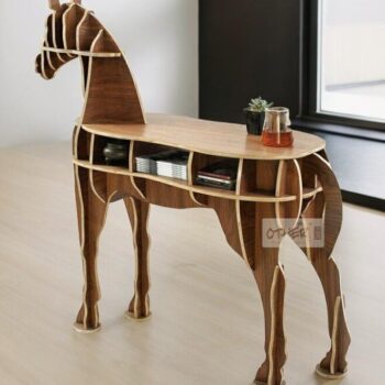 Intra απο ξύλο plywood 3mm-4mm πάχος – Βιβλιοθήκη Horse Βοηθητικό Τραπέζι για το σπίτι 25x25 cm INTRAVECTRY-MY542460 - Image 3