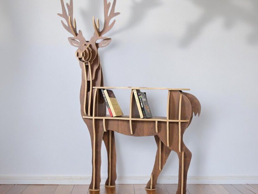 Intra απο ξύλο plywood 3mm-4mm πάχος – Τραπέζι σαλονιού Βεράντας Βιβλιοθήκης Deer Rack αποθήκευσης 45x50 cm INTRAVECTRY-MY552140