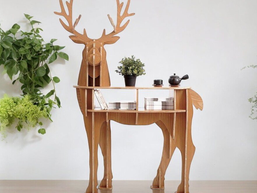 Intra απο ξύλο plywood 3mm-4mm πάχος – Διακόσμηση σπιτιού Deer End Table Ξύλινο ράφι 45x50 cm INTRAVECTRY-MY545105