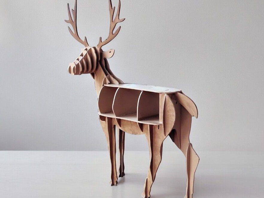 Intra απο ξύλο plywood 3mm-4mm πάχος – Τραπεζάκι ράφι αποθήκευσης ξύλινο ελάφι 20x20 cm INTRAVECTRY-MY545106