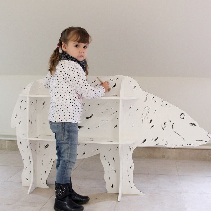 Intra απο ξύλο plywood 3mm-4mm πάχος – Οργανωτής αποθήκευσης παιχνιδιών ραφιών Bear Shape 35x40 cm INTRAVECTRY-MY559126