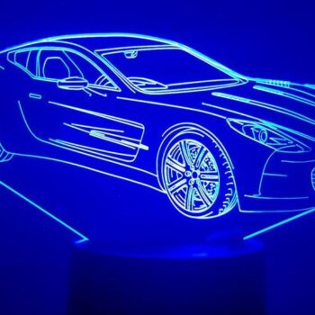 Intra απο ξύλο plywood 3mm-4mm πάχος – Λάμπα LED Aston Martin One 77 Car 3D Acrylic 45x50 cm INTRAVECTRY-MY557894 - Image 1