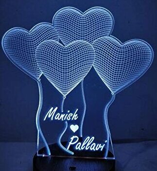 Intra απο ξύλο plywood 3mm-4mm πάχος – Εξατομικευμένο ξύλο χαρακτικής 4 Μπαλόνια Καρδιά Ακρυλικό Φωτιστικό Νύχτας 30x35 cm INTRAVECTRY-MY542356 - Image 1