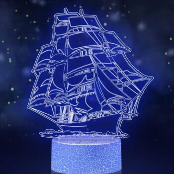 Intra απο ξύλο plywood 3mm-4mm πάχος – ξύλο χαρακτικής λέιζερ 3D LED Night Light Sailboat 25x25 cm INTRAVECTRY-MY554954 - Image 1