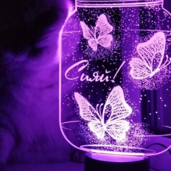 Intra απο ξύλο plywood 3mm-4mm πάχος – ξύλο χαρακτικής λέιζερ 3D Illusion Lamp Butterfly in Jar 40x45 cm INTRAVECTRY-MY542263 - Image 1