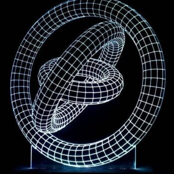 Intra απο ξύλο plywood 3mm-4mm πάχος – ξύλο 3D Ring Night Light LED Illusion Lamp DXF 40x40 cm INTRAVECTRY-MY542364 - Image 1