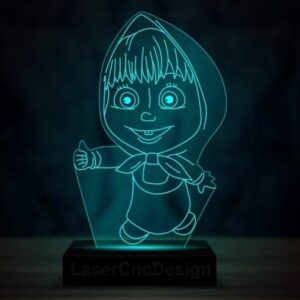 Intra απο ξύλο plywood 3mm-4mm πάχος – ξύλο Masha and The Bear Night Light Lamp DXF 30x30 cm INTRAVECTRY-MY542268