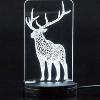 Intra απο ξύλο plywood 3mm-4mm πάχος – ξύλο 3D Reindeer Optical LED Illusion Lamp DXF 25x30 cm INTRAVECTRY-MY555642 - Image 1