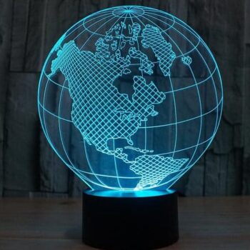 Intra απο ξύλο plywood 3mm-4mm πάχος – Globe 3D Illusion Night Light Lamp DXF ξύλο 30x30 cm INTRAVECTRY-MY552382 - Image 1
