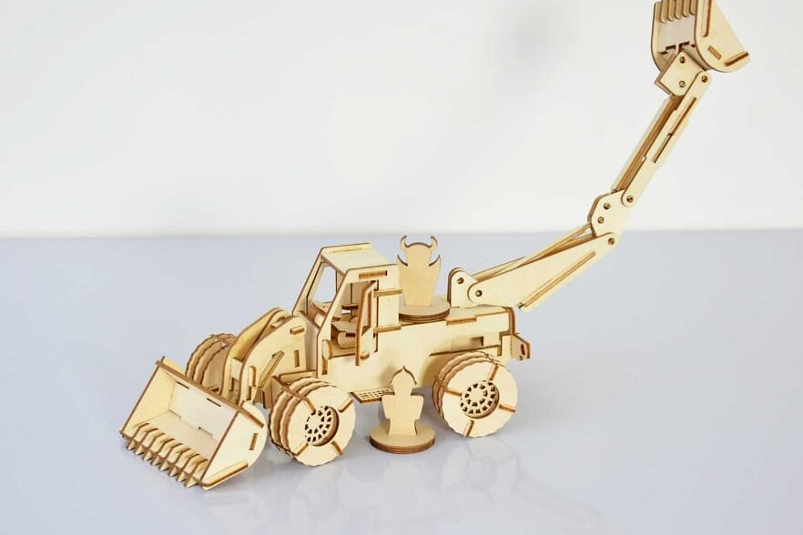 Intra απο ξύλο plywood 3mm-4mm πάχος – Σετ παζλ Τρισδιάστατου Μοντέλου Εκσκαφέας Loader 35x40 cm INTRAVECTRY-MY542274