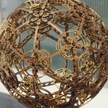 Intra απο ξύλο plywood 3mm-4mm πάχος – Διακοσμητικό ξύλινο μοντέλο σφαίρας 25x30 cm INTRAVECTRY-MY543819 - Image 2