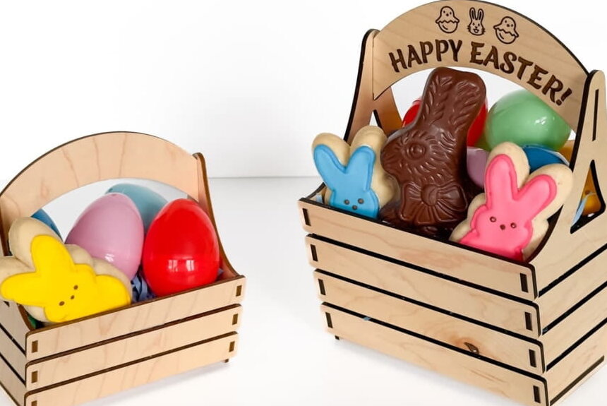 Intra απο ξύλο plywood 3mm-4mm πάχος – Καλάθι δώρων Πάσχα 25x25 cm INTRAVECTRY-MY543812