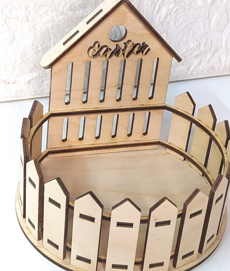 Intra απο ξύλο plywood 3mm-4mm πάχος – Μοναδικό Πασχαλινό καλάθι 40x40 cm INTRAVECTRY-MY542613