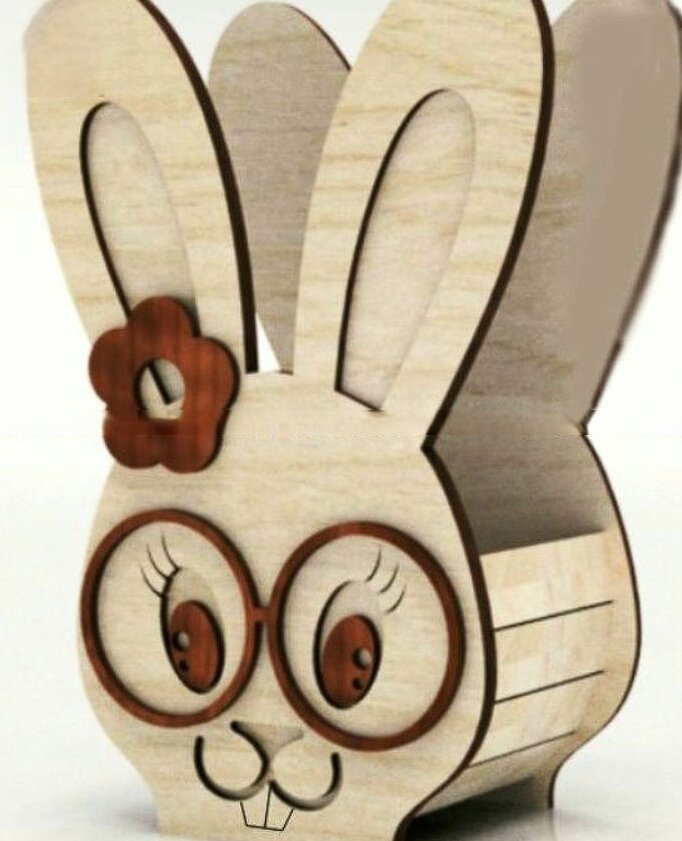 Intra απο ξύλο plywood 3mm-4mm πάχος – Ξύλινο Πασχαλινό Καλάθι Λαγουδάκι 40x45 cm INTRAVECTRY-MY542773