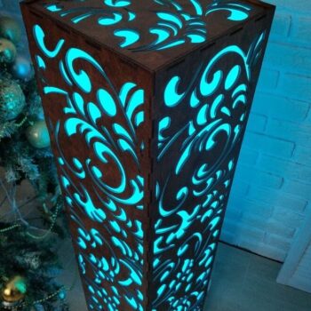 Intra απο ξύλο plywood 3mm-4mm πάχος – Διακοσμητικό Φωτιστικό δαπέδου Floral Design 40x40 cm INTRAVECTRY-MY546996 - Image 3