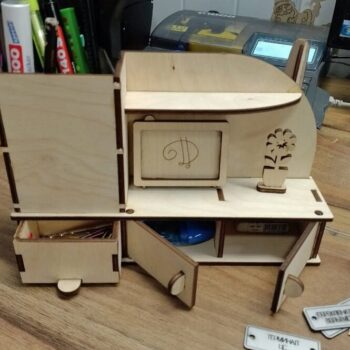 Intra απο ξύλο plywood 3mm-4mm πάχος – Επιτραπέζια οργάνωση αποθήκευσης με τηλεόραση μινιατούρα 45x50 cm INTRAVECTRY-MY553617 - Image 2