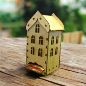 Intra απο ξύλο plywood 3mm-4mm πάχος – Δοχείο τσαγιού σε σχήμα σπιτιού 40x40 cm INTRAVECTRY-MY547024