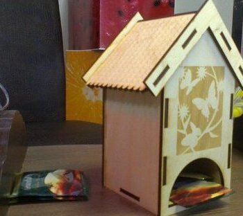 Intra απο ξύλο plywood 3mm-4mm πάχος – Σπίτι με χαραγμένο φακελάκι τσαγιού πεταλούδα 15x20 cm INTRAVECTRY-MY557645 - Image 2